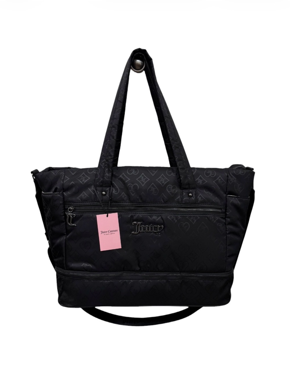 NWT Juicy Couture Black Monogram XL Travel Weekender Duffle Tote Bag - Picture 5 of 10